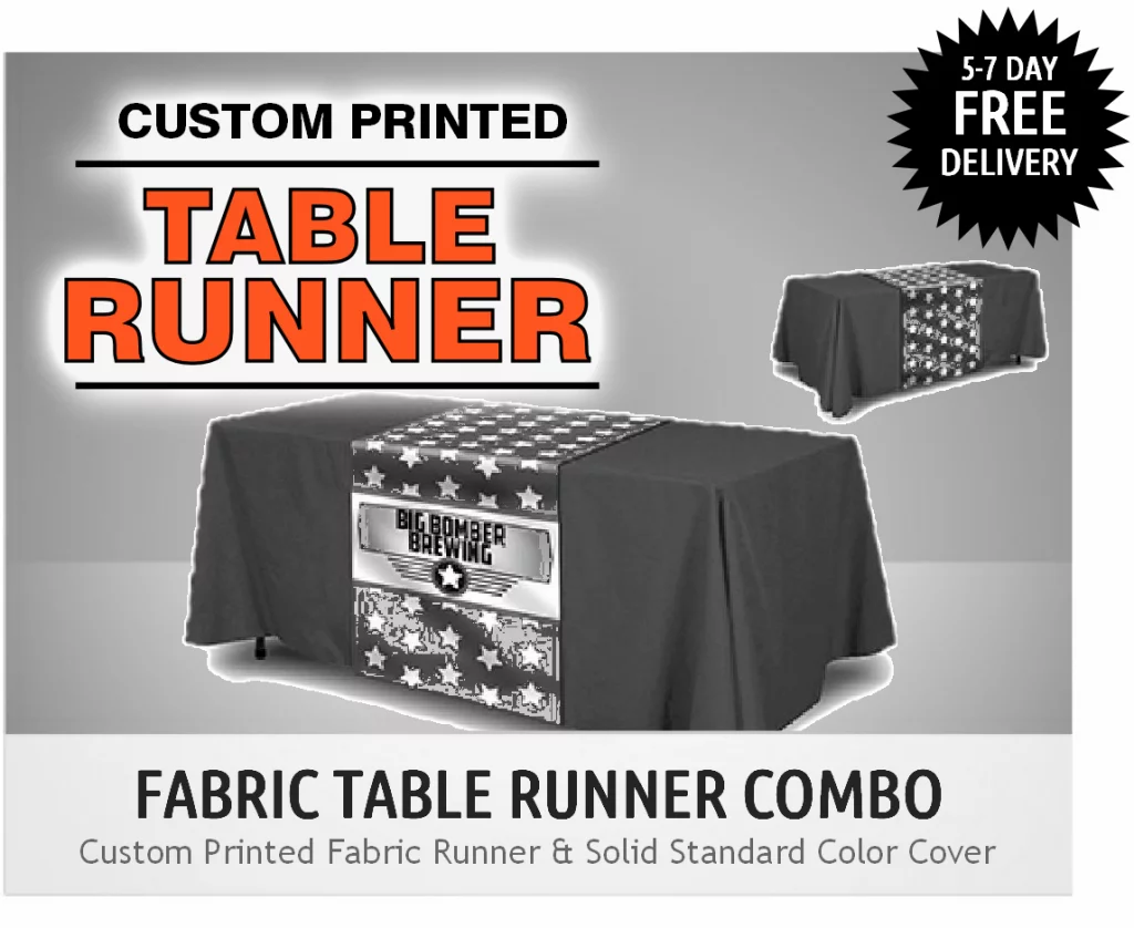 Custom Printed Fabric Table Runner & Solid Color Throw Combo