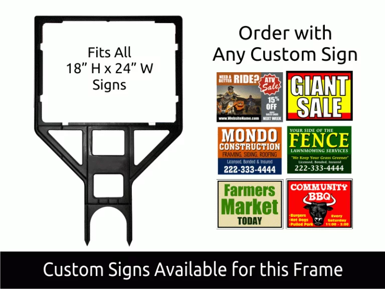 Heavy-Duty Plastic H-Stake Yard Sign Frame – 18" x 24"